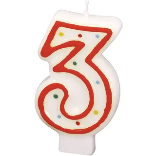Amscan 550283 Zahlenkerze 3, Höhe 7,3 cm, Kuchendekoration