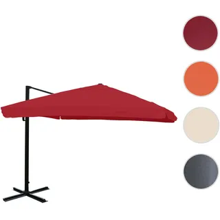 Gastronomie-Ampelschirm HWC-A96, 3,5x3,5m (Ø4,95m) Polyester/Alu 25kg ~ Flap, bordeaux ohne Ständer,
