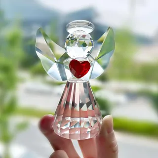 HDCRYSTALGIFTS Schutzengel Geschenk Kristall Engel Figur Kristall Engelsstatuen Glas Angel Schutzengel Figur Geschenke für Frauen Mama Zuhause Tisch Weihnachten Briefbeschwerer Sammeldeko Transparent