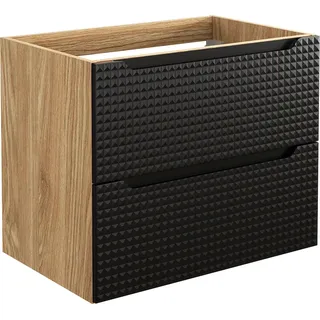 Waschtischunterschrank 70 cm in Eiche mit schwarz, LONDON-56-BLACK - Schwarz