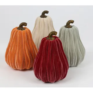 Deko-Kürbis Samt länglich 14,2x19,2cm Herbstdeko Kürbisfigur Dekofigur Herbst