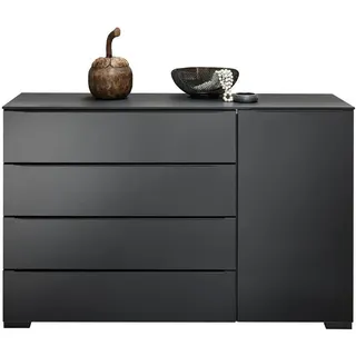 Dieter Knoll Sideboard , Anthrazit, Schwarz, Eiche dunkel , Metall , Eiche , massiv , 4 Schubladen , 120x77x40 cm , Blauer Engel, Goldenes M, BQ - Bündnis für Qualität, Made in Germany, Dgm, DGM-Klimapakt , Holzmöbel, Kommoden Holz, Sideboards Holz