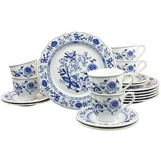 CreaTable Flora Kaffeeservice 18-tlg. blau/weiß
