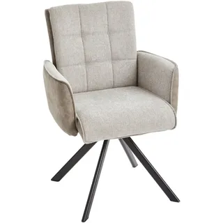 Livetastic Armlehnstuhl , Grau, Schwarz , Holz, Metall, Textil , Pappel , Sperrholz , Füllung: Schaumstoff , Drehkreuz , 61x91x64 cm , Sitzfläche 360° drehbar , Esszimmer, Stühle, Polsterstühle