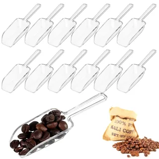 12 Stück Kunststoff-Küchenschaufel, Transparenter Kunststoff Eisschaufel Kleiner Küchenschaufel Multifunktionaler Messlöffel für Süßigkeiten Eis Kaffee und Tee