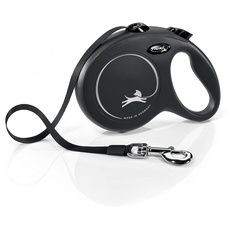 Flexi New Classic Tape Black Large 5m Retractable Dog Leash/Lead for dogs up to 50kgs/110lbs