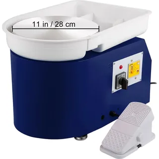 Elektrische Töpferscheibe, 350W Leistung, 11 Zoll Drehteller, 0-300 U/min Geschwindigkeit, Blau - Blau