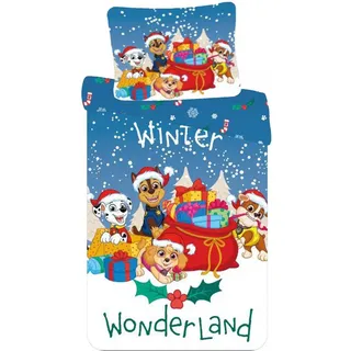 Paw Patrol Winter Wonderland Blau 140 x 200 cm + 70 x 90 cm