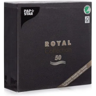 Papstar Servietten schwarz "Royal Collection" 40 x 40 cm, 1/4-Falz, ideal für Gastronomie, Haushalt oder Feste, #10452, 1 X 50er Pack