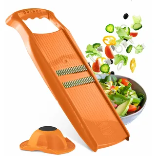 Börner Original Roko Powerline - Gemüse- und Obstschneider für feine Streifen Juliennestreifen Set mit Fruchthalter, Farbe:Orange - Orange