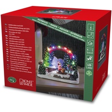 Bild 4244-000 Weihnachtsmann mit Kind Mehrfarbig LED Bunt mit Schalter, mit Musik