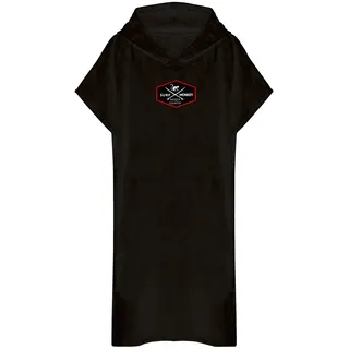 Surf Monkey Poncho Surf-Handtuch mit Kapuze und Innentasche, Bio-Baumwolle (Schwarz, L/XL)