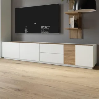 Forte Lewisville TV-Lowboard 239,4 cm Secret Grey/Eiche Holzdekor