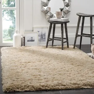 SAFAVIEH Zottelig Teppich für Wohnzimmer, Esszimmer, Schlafzimmer - Polar Shag Collection, Kurzer Flor, Hell beige, 91 X 152 cm