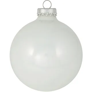Weihnachtsbaumkugel KREBS GLAS LAUSCHA "CBK78106, Weihnachtsdeko, Christbaumschmuck, Christbaumkugeln Glas", weiß, Ø:8cm, Glas, Weihnachtsbaumkugeln, Weihnachtsbaumkugel