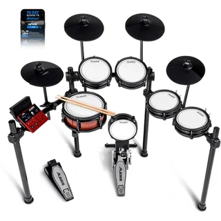 Alesis Nitro Pro XL 10-teiliges E Schlagzeug mit leisen Dual Zone Mesh Pads, 500+ authentischen BFD-Sounds, Bluetooth, Drumeo, USB-MIDI