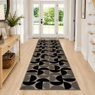 Capslpad Teppich Läufer Flur 80x200 cm, rutschfest Waschbar Lang Teppichläufer Modern Jute Aussehen Küchenteppich mit für Eingang, Wohnzimmer, Korridor und Küche