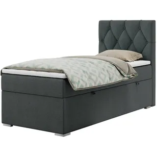 MKS Meble Einzelbett mit Bettkasten, jungenbetten 90 cm, Boxspringbett - Alda - rechts - Dunkelgrau - H3 - Dunkelgrau