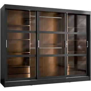 Mirjan24 Schwebetürenschrank Norlio 250 x 203 x 65 cm Schwarz