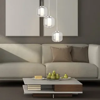 Brilliant Rafa 3-flg. 5,67W LED 60 cm Rondell chrom/rauchglas