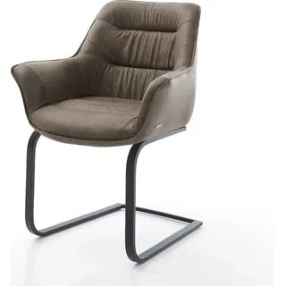 DELIFE Freischwinger Kaira-Flex Mikrofaser Taupe Vintage Freischwinger flach Schwarz - Beige, Taupe, Schwarz