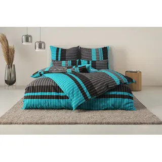 Bettwäsche OTTO HOME "Philine", blau (türkis), B/L: 135cm x 200cm, 1 Stk., 1 Stk., Linon, B/L: 80cm x 80cm, 2, Linon, Obermaterial: 100% Baumwolle, Bettwäsche, Bettwäsche, mit modernen Streifen, Bettwäsche aus Baumwolle, ab Gr. 135x200 cm, Topseller