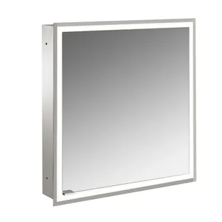 emco prime Lichtspiegelschrank, 600 mm, eine Tür, Anschlag rechts, Unterputzmodell, 949706370, Farbe: aluminium/weiß