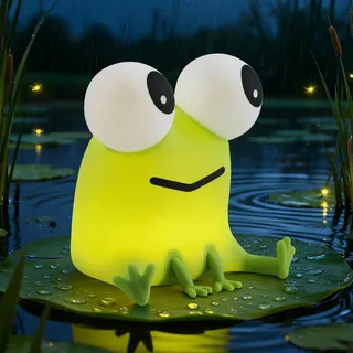 Gemmac Frosch Silikon Nachtlicht mit Touch Steuerung 7 Farben Zyklus Durch Antippen Dimmen Silikonlampe Nachttischlampe USB Aufladung für Nachttisch Schlafzimmer Tischdekoration Geschenke