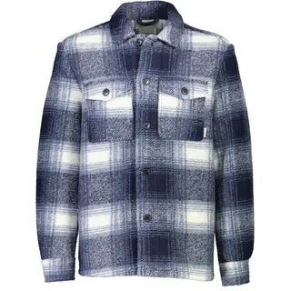 Langarmhemd LINDBERGH, Herren, Gr. XL, N-Gr, blau (blau check), Obermaterial: 90% Polyester, 10% Wolle, kariert, regular fit taillenbedeckt, ohne Ausschnitt, Manschette, Hemden Langarmhemd, mit Karo Muster