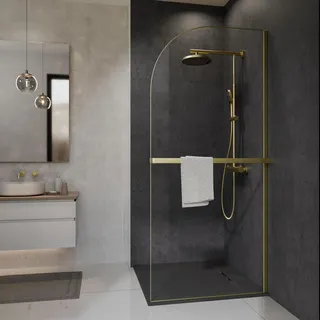 SCHÖNER WOHNEN-Kollektion Walk In YUNA mit Bogen, 90 x 200 cm, Mattgold, Klar hell - Gold