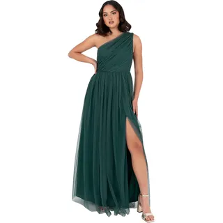 Anaya with Love Womens Ladies Maxi One Cold Shoulder Dress with Slit Split Sleeveless Prom Wedding Guest Bridesmaid Ball Evening Gown, Smaragdgrün 38