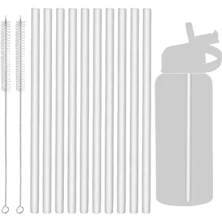 10 Stück Plastik Strohhalme Ersatz Strohhalm Wiederverwendbare Trinkhalme Kompatibel mit Hydro Flask Wasserflasche 18-64oz und andere Marken mit 2 Reinigungsbürsten Perfekt für alle Getränke【24cm 】