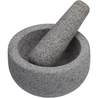 MasterClass, Mörser und Stößel, Mörser und Stößel-Set aus porenfreiem Granit, 12 x 9 cm, Grau