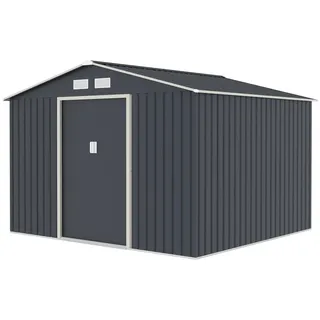 Hattoro Gerätehaus mit Bodenrahmen Metall S250 Grau , 277x193x259 cm , Gartenzubehör, Geräteschuppen