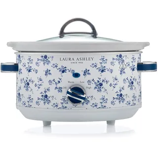 Laura Ashley 3,5 Liter Schongarer mit China Rose Print von VQ - Slowcooker für 4 bis 5 Personen, Energieeffizient, mit 3 Heizstufen und Einem gehärteten Glasdeckel zur Einfachen Überwachung