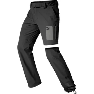 FREE SOLDIER Herren Outdoor Wandern Hosen konvertierbar Leichte Schnelltrocknende Abnehmbare Angeln Hosen mit Gürtel (Schwarz,52 EU)
