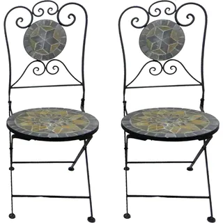 2er Mosaik Klappstuhl Bistrostuhl Balkonstuhl Gartenstuhl Stern Design - Schwarz