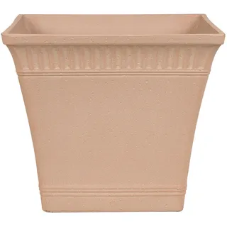 Beliani Blumentopf pfirsichrosa quadratisch 41/41/36 cm Psatha , Stein , 36 cm , Dekoration, Blumen & Blumentöpfe, Übertöpfe