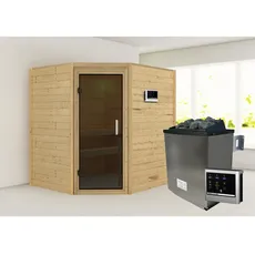 Bild von KARIBU Sauna Mia - 9 kW Saunaofen mit externer Steuerung, für 3 Personen beige