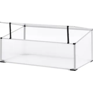BELIANI Mini-Gewächshaus Silber Aluminium u. Polycarbonat 4 mm 60x100x41 cm mit Dachfenster Rillen-Optik Tropenhaus für Garten - Silber, Transparent