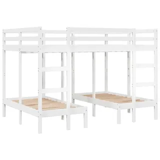 vidaXL Dreifach-Etagenbett Weiß 140x200/70x140 cm Massivholz Kiefer - Weiß
