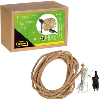 IDENA 100er Seil mit Netzteil/Solarmodul 8h Timer 14m 100 LED Lichterkette braun 14,0 m, 1 St.