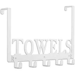 Handtuchhaken über der Tür, Wandmontage, Handtuchhalter für Badezimmer, robuste Aufbewahrung, Kleiderhaken für Zuhause, Metall, sandgestrahlt, Organizer für Handtuch, Tasche, Bademantel (weiß)