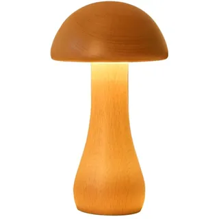 MiOYOOW Pilzlampe aus Holz, Dimmbare Nachtlicht, Rutschfeste Nachttischlampe mit um 360 ° Drehbarem, Abnehmbarem Pilzkopf für Weihnachts Dekorationen, Schlafzimmer und Wohnheim