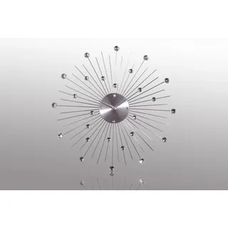 Designer Wanduhr aus Edelstahl mit Bling Bling Steinen, Silber, Durchmesser: 50 cm - Silber