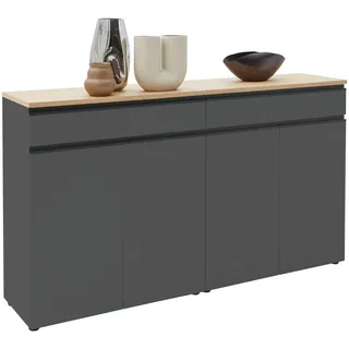 Dieter Knoll Sideboard , Grau, Eichefarben , Holz, Holzwerkstoff , Balkeneiche , furniert , 4 Fächer , 1 Schublade(n) Schubladen , 180x102x41 cm , erweiterbar, Typenauswahl, individuell planbar, Beimöbel erhältlich, stehend , Kleinmöbel, Kommoden, Sideboards