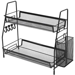 CEWROM Gewürzregal, 2 Etagen Küchen Organizer, Metall Stehende Küche Lagerung Veranstalter Regal, Vertikale Würze Jars Rack, kleines Regal, für in Küche, Bad und Schlafzimmer