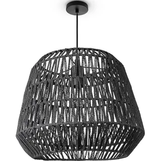 Paco Home Pendelleuchte »POMI«, Leuchtmittel E27, ohne Leuchtmittel, Pendelleuchte Korb Lampe Esszimmerlampe Rattan Papier Boho Korbleuchten Pendellampe Hängeleuchte schwarz 40cm