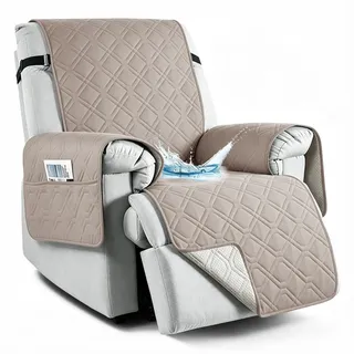 aolceth Sesselschoner für Fernsehsessel, 100% Wasserdicht Sesselbezug für Relaxsessel, Anti-Rutsch Antifouling 1 Sitzer Sesselschoner mit Taschen,Möbelschutz, 91x79in