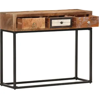 vidaXL Konsolentisch Golden 90x30x75 cm Altholz Massiv - Braun